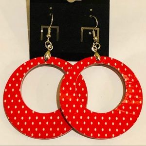 Red polka dot sublimated hoop earrings